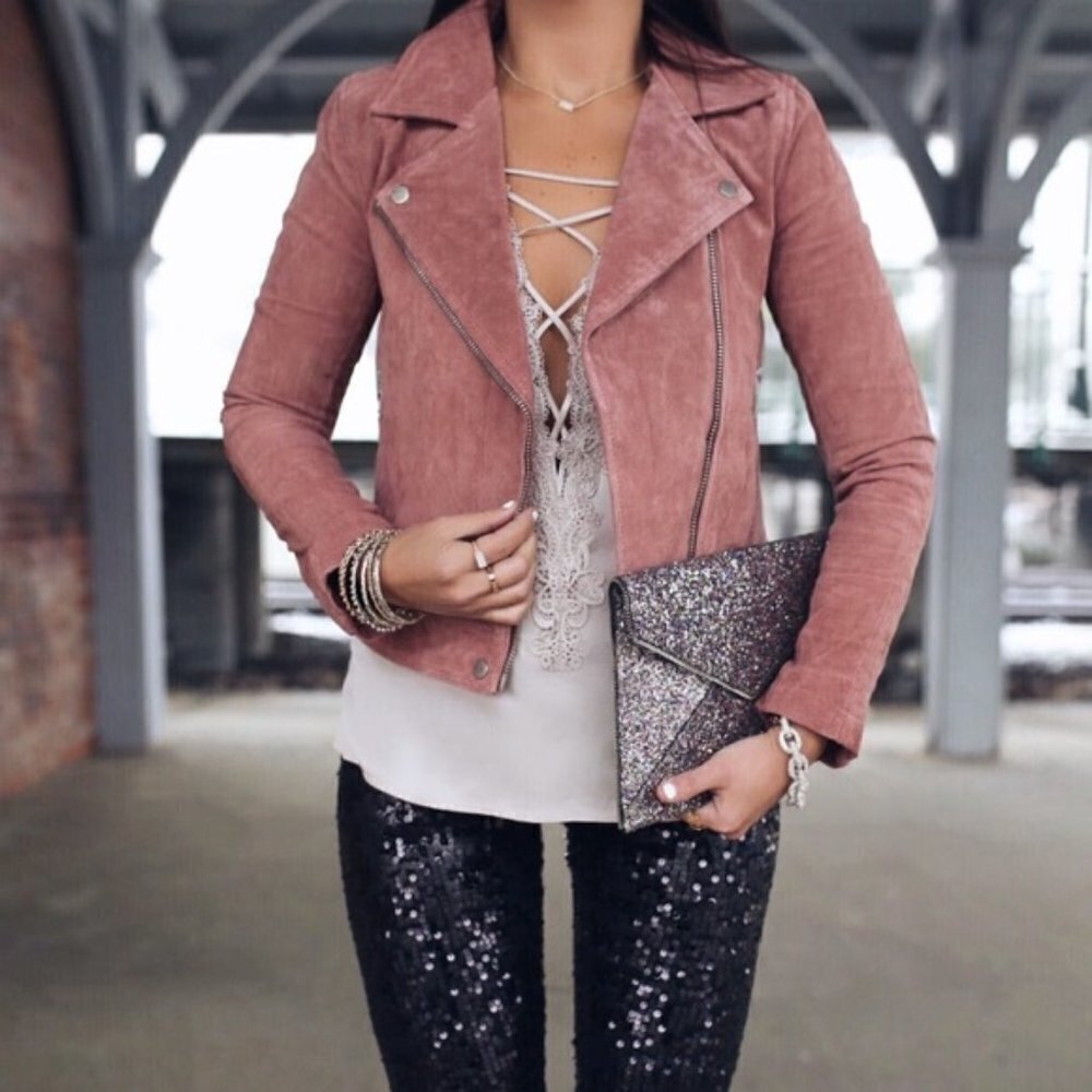 💕BLANKNYC💕 Suede Moto Jacket ~ Coral Cedar - Picture 3 of 16